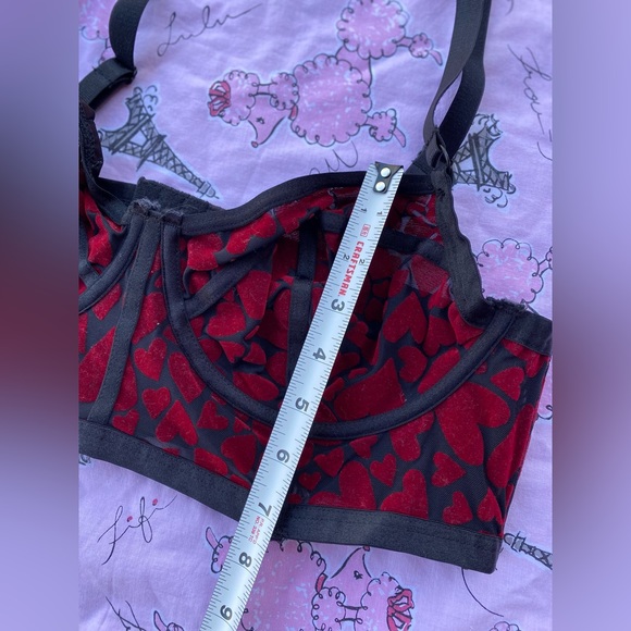 ❤️Mesh black and red velvet hearts bra❤️ - Picture 4 of 11